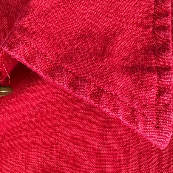 Ralph Lauren Sz 1X 16 18 Shirt Top Button Down Blouse 100% LINEN Red - Picture 4 of 6